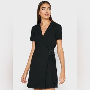 Mango Black Belted Crepe Wrap Dress Black Size XS / US:2 NWT